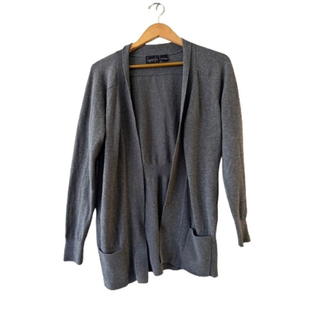 KERSH Essentials Women's Open Front Cardigan‎ Sweater S Dark Gray Long Sleeve
